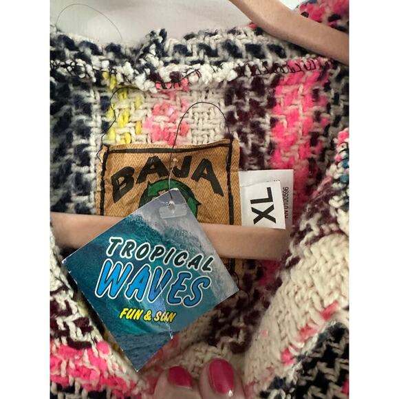 BAJA JOE Hoodie Hooded Beach Boho Pullover Cover-Up Woven Multi - Unisex XL NWT - Picture 4 of 4